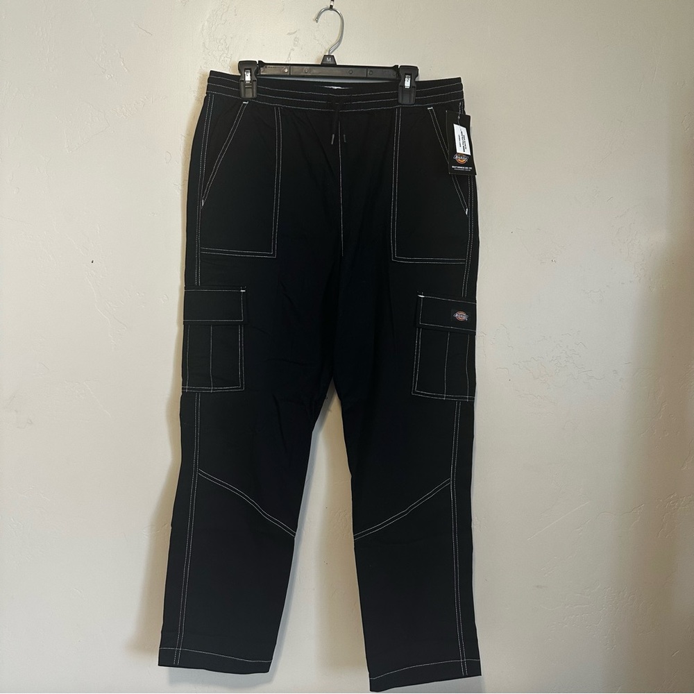 NWT Dickie’s Black Cargo Drawstring Relaxed Fit Women's Pants- Size M